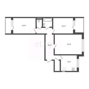3-к квартира, вторичка, 63м2, 2/10 этаж