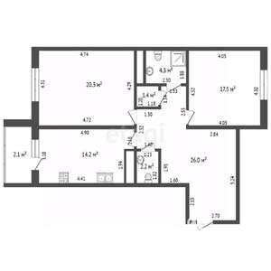 2-к квартира, вторичка, 86м2, 1/10 этаж