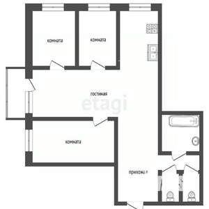 4-к квартира, вторичка, 75м2, 2/9 этаж