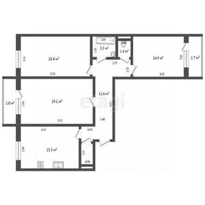 3-к квартира, вторичка, 86м2, 5/5 этаж