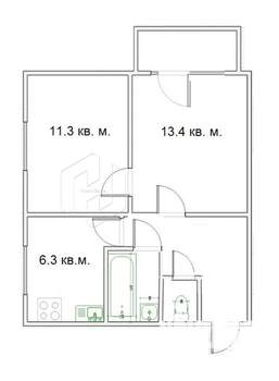 2-к квартира, вторичка, 41м2, 4/4 этаж