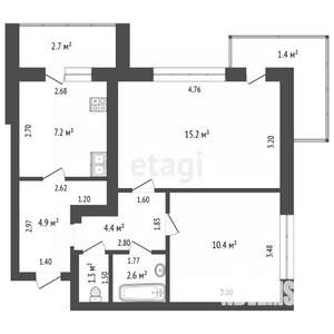 2-к квартира, вторичка, 46м2, 9/9 этаж