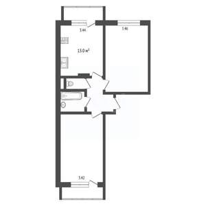 2-к квартира, вторичка, 62м2, 1/10 этаж