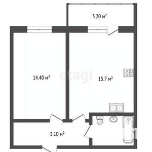 1-к квартира, сданный дом, 42м2, 8/8 этаж