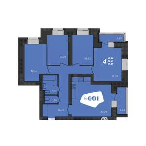 4-к квартира, строящийся дом, 98м2, 1/15 этаж