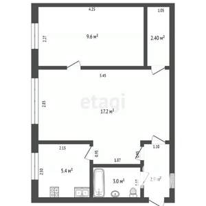 2-к квартира, вторичка, 45м2, 1/5 этаж