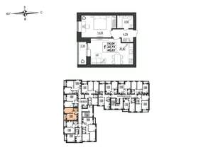 1-к квартира, строящийся дом, 46м2, 8/9 этаж