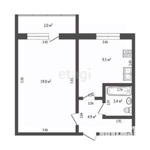 1-к квартира, вторичка, 37м2, 4/10 этаж