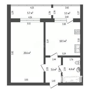 1-к квартира, вторичка, 39м2, 12/12 этаж