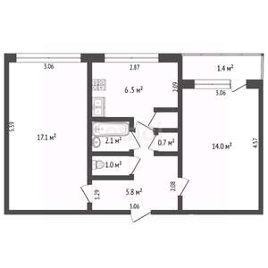 2-к квартира, вторичка, 47м2, 3/5 этаж