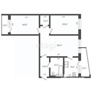 3-к квартира, вторичка, 64м2, 1/9 этаж