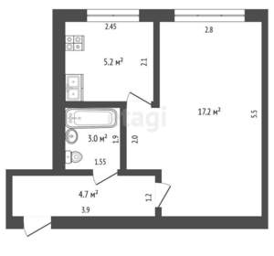 1-к квартира, вторичка, 30м2, 2/5 этаж
