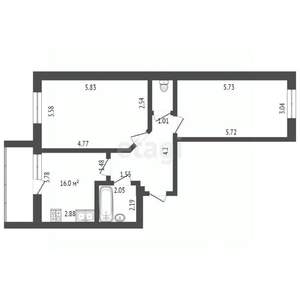 2-к квартира, вторичка, 64м2, 5/10 этаж