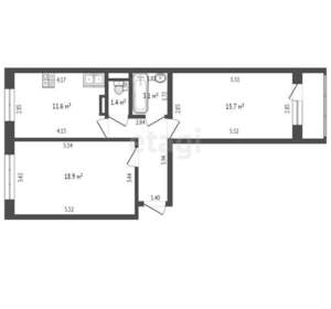 2-к квартира, вторичка, 62м2, 3/9 этаж