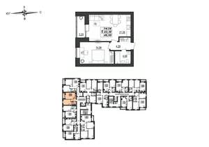 1-к квартира, строящийся дом, 47м2, 6/9 этаж