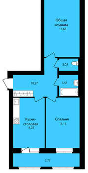 2-к квартира, вторичка, 64м2, 10/12 этаж