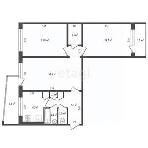 3-к квартира, вторичка, 64м2, 4/9 этаж