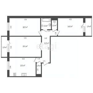 3-к квартира, вторичка, 86м2, 5/5 этаж