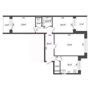 3-к квартира, вторичка, 66м2, 3/10 этаж