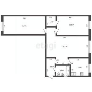 3-к квартира, вторичка, 58м2, 1/5 этаж