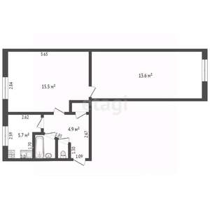 2-к квартира, вторичка, 43м2, 2/6 этаж