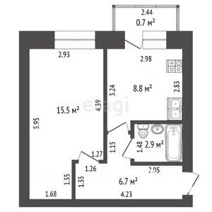 1-к квартира, вторичка, 35м2, 2/3 этаж