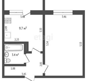 1-к квартира, вторичка, 39м2, 8/9 этаж