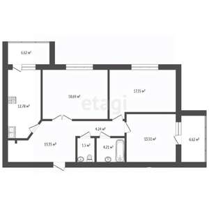 3-к квартира, вторичка, 87м2, 4/10 этаж