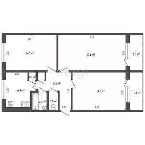 3-к квартира, вторичка, 57м2, 5/5 этаж