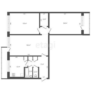 3-к квартира, вторичка, 64м2, 10/10 этаж