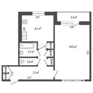 1-к квартира, вторичка, 33м2, 8/10 этаж