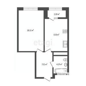 1-к квартира, вторичка, 42м2, 17/18 этаж