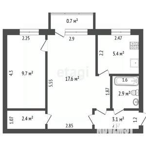 2-к квартира, вторичка, 41м2, 4/5 этаж