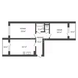 2-к квартира, вторичка, 70м2, 10/12 этаж