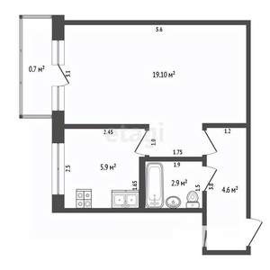 1-к квартира, вторичка, 33м2, 2/5 этаж