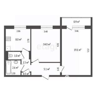 2-к квартира, вторичка, 53м2, 5/9 этаж