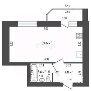 Студия квартира, вторичка, 33м2, 4/18 этаж