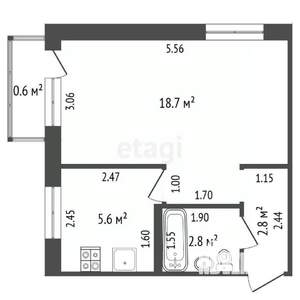 1-к квартира, вторичка, 30м2, 5/5 этаж