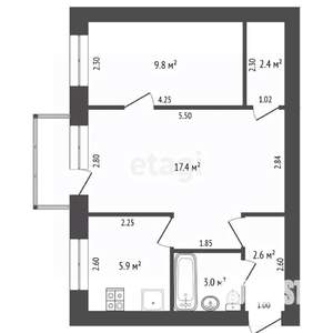 2-к квартира, вторичка, 41м2, 4/4 этаж
