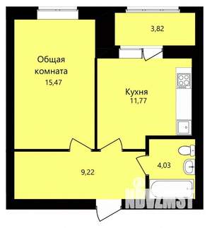 1-к квартира, строящийся дом, 42м2, 11/12 этаж