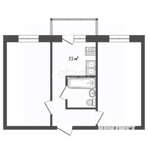 2-к квартира, вторичка, 45м2, 1/5 этаж