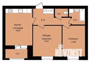 2-к квартира, строящийся дом, 65м2, 12/12 этаж