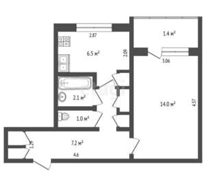1-к квартира, вторичка, 33м2, 2/10 этаж