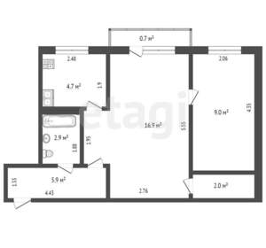 2-к квартира, вторичка, 41м2, 5/5 этаж