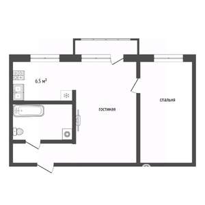 2-к квартира, вторичка, 43м2, 4/4 этаж