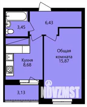 1-к квартира, строящийся дом, 36м2, 12/14 этаж