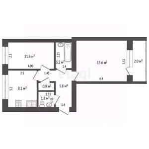 2-к квартира, вторичка, 47м2, 2/5 этаж