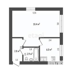 1-к квартира, вторичка, 31м2, 3/5 этаж