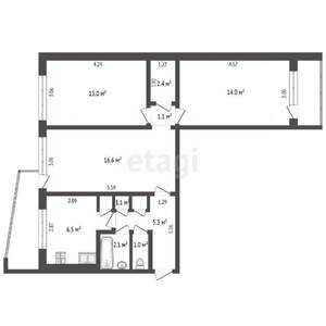 3-к квартира, вторичка, 64м2, 5/9 этаж