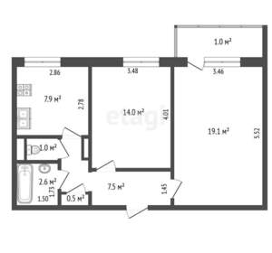2-к квартира, вторичка, 53м2, 4/10 этаж